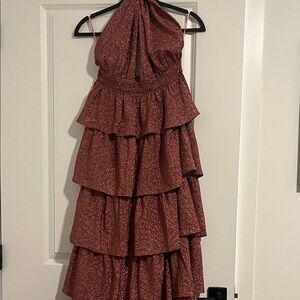 Pink Shimmer Halter Dress